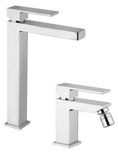 Coppia miscelatori lavabo alto e bidet Jacuzzi Rubinetteria Twinkle per piletta click clack