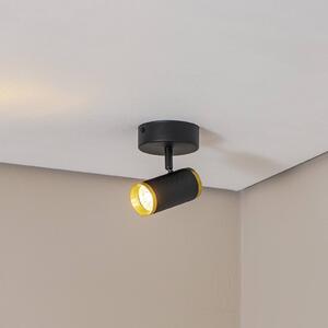Lucea Faretto da soffitto Lumen, nero/ottone, altezza 15 cm, ferro