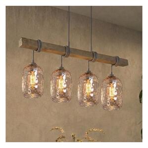 Brilagi - Lampada a sospensione con cavo WOOD GLASS 4xE27/60W/230V pino/grigio/marrone fumé