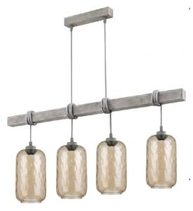 Brilagi - Lampada a sospensione con cavo WOOD GLASS 4xE27/60W/230V pino/grigio/marrone fumé