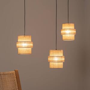 TK Lighting Lampada a sospensione Calisto, Jute, marrone naturale, a 3 luci, decentrata