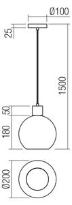 Redo 01-4045 - Lampadario a sospensione con filo ATLANTIS 1xE27/42W/230V diametro 20 cm nero