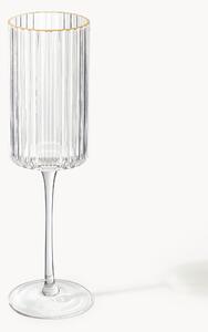 Set di 4 flute da champagne in vetro soffiato con bordo dorato Aleo
