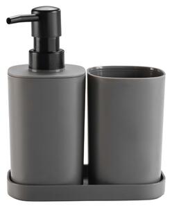 Set di accessori da bagno in plastica grigio scuro Vita - douceur d'intérieur