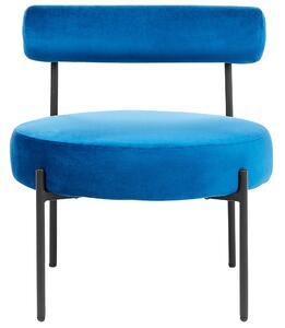 Sedia senza braccioli Rivestimento in velluto blu marino Seduta rotonda Design vintage Struttura in metallo nero Beliani