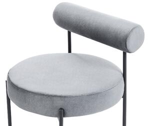 Sedia senza braccioli Rivestimento in velluto Grigio Seduta rotonda Design vintage Struttura in metallo nero Beliani