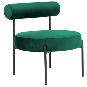 Sedia senza braccioli Rivestimento in velluto verde Smeraldo Seduta rotonda Roll Back Design vintage Struttura in metallo nero Beliani