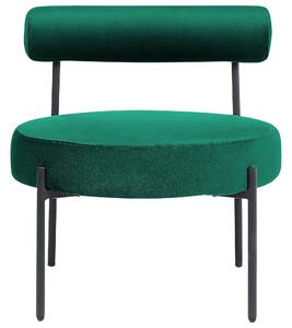 Sedia senza braccioli Rivestimento in velluto verde Smeraldo Seduta rotonda Design vintage Struttura in metallo nero Beliani