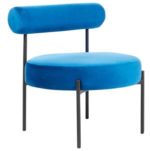 Sedia senza braccioli Rivestimento in velluto blu marino Seduta rotonda Roll Back Design vintage Struttura in metallo nero Beliani
