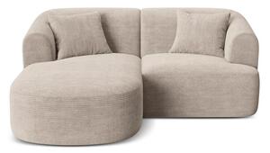 Divano angolare marrone chiaro (con penisola a sinistra/con chaise lounge) con rivestimento in velluto a coste Campi – Cosmopolitan Design