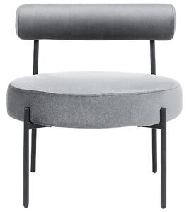 Sedia senza braccioli Rivestimento in velluto Grigio Seduta rotonda Design vintage Struttura in metallo nero Beliani