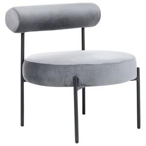 Sedia senza braccioli Rivestimento in velluto Grigio Seduta rotonda Roll Back Design vintage Struttura in metallo nero Beliani
