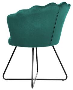 Sedia senza braccioli Rivestimento in velluto verde Schienale a conchiglia Design classico vintage Struttura in metallo nero Beliani