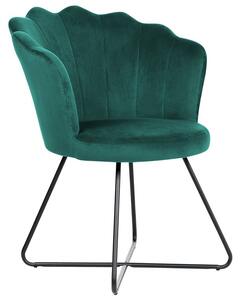 Sedia senza braccioli Rivestimento in velluto verde Schienale a conchiglia Design classico vintage Struttura in metallo nero Beliani