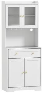 HOMCOM Armadio da cucina con piano di lavoro e portabicchieri, 170 cm, bianco | Aosom Italy