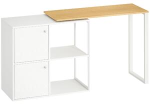 HOMCOM Scrivania a L girevole 360° con 2 armadietti e 2 ripiani, 150x40x75 cm, bianco | Aosom Italy