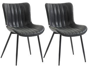 HOMCOM Set 2 sedie da pranzo con finitura capitonné, nero | Aosom Italy