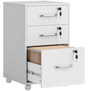HOMCOM Cassettiera da ufficio mobile con 3 cassetti bloccabili, 40x40x69,5 cm, bianco | Aosom Italy