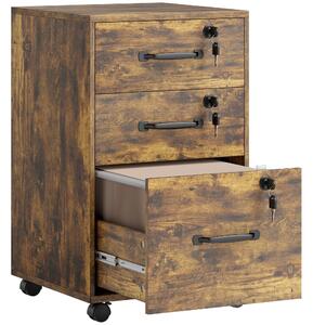 HOMCOM Cassettiera da ufficio mobile con 3 cassetti richiudibili, 40x40x69,5 cm, marrone | Aosom Italy