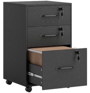 HOMCOM Cassettiera da ufficio mobile con 3 cassetti bloccabili, 40x40x69,5 cm, nero | Aosom Italy