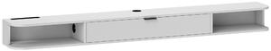 HOMCOM Mobile TV sospeso con cassetto ribaltabile e 2 ripiani, 180x24x16 cm, bianco | Aosom Italy