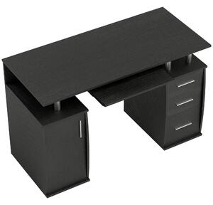 HOMCOM Scrivania per computer con vassoio tastiera e 3 cassetti, 120x55 cm, nero | Aosom Italy