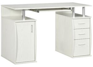 HOMCOM Scrivania per computer con piano tastiera e 3 cassetti, 120x55 cm, bianco | Aosom Italy