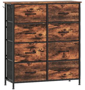 HOMCOM Cassettiera in tessuto con 8 cassetti, 4 tasche e 2 ganci, 86x30x94,5 cm, marrone | Aosom Italy
