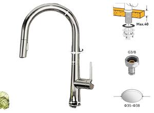 Rubinetto da cucina, con due modalità di spruzzo, facile da installare, cromato, attacco G3/8