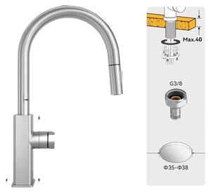 Rubinetto da cucina, con doccetta estraibile, miscelatore monocomando, cromato, attacco G3/8