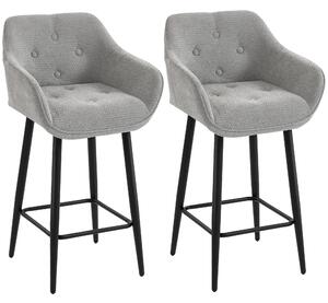 HOMCOM Set 2 sgabelli da bar in ciniglia con schienale e poggiapiedi, altezza 67 cm, grigio | Aosom Italy