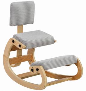 HOMCOM Sedia inginocchiata ergonomica basculante in velluto a coste con schienale, grigio chiaro | Aosom Italy