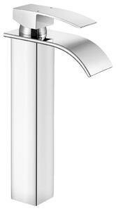 Miscelatore per lavabo, con erogatore a cascata, realizzato in acciaio inossidabile resistente, finitura cromata, attacco G3/8