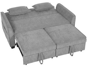 HOMCOM Divano letto 2 posti 4-in-1 a L con schienale regolabile e tasche laterali, grigio | Aosom Italy
