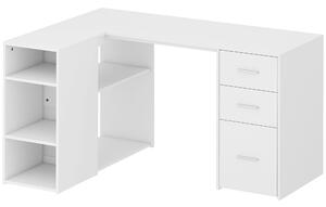 HOMCOM Scrivania angolare a L con 3 cassetti, 5 scomparti e ripiani regolabili, 140x100x75 cm, bianco | Aosom Italy
