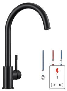 Miscelatore per cucina, da montare a soffitto, girevole a 360°, colore nero, attacco G3/8