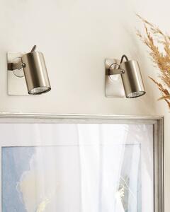 Set di 2 lampade da parete in metallo argento con paralume regolabile industriale Beliani