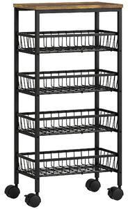 HOMCOM Carrello da servizio a 4 livelli con 4 cestini estraibili e ruote per cucina | Aosom Italy