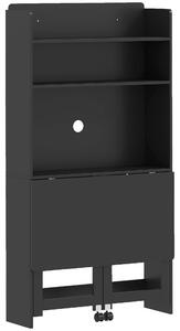 HOMCOM Scrivania per computer con ripiani, piano ribaltabile e 2 ruote, 80x69x155 cm, nero | Aosom Italy