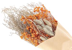 Mazzo di fiori secchi decorativi di colore arancione 65 cm e avvolti in carta decorativa Beliani