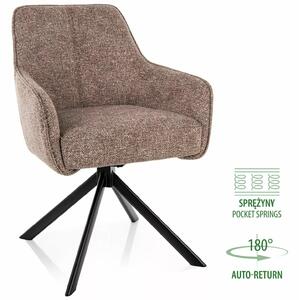 Sedia Notti Leo girevole 180° con Auto-Return in tessuto beige scuro e nero