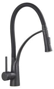 Miscelatore per lavello da cucina, design estraibile, robusta struttura in ottone, finitura nero opaco