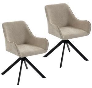 HOMCOM Set 2 sedie da pranzo girevoli con braccioli e struttura in metallo, beige | Aosom Italy