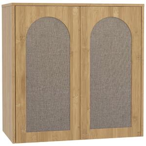 HOMCOM Armadio da parete per bagno con 2 ante effetto rattan soft-close e mensola, rovere | Aosom Italy