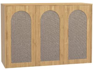 HOMCOM Armadio da parete per bagno con 3 ante effetto rattan soft-close e mensola, rovere | Aosom Italy