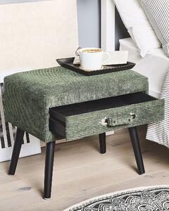 Tavolino con contenitore gambe nere in velluto a coste verde scuro 46 x 50 x 35 cm Valigia Beliani