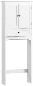 HOMCOM Mobile sopra WC con 2 ante, cassetto e ripiano regolabile, bianco | Aosom Italy