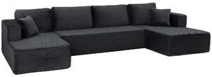 HOMCOM Divano modulare a U con 2 chaise longue, effetto cord e imbottitura a molle, grigio scuro | Aosom Italy