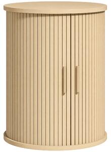 HOMCOM Comodino rotondo rigato con anta scorrevole, 40x40x50 cm, rovere | Aosom Italy