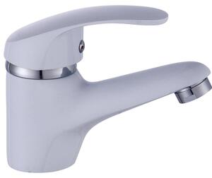 Miscelatore per lavabo, design a leva singola, struttura in ottone robusta, colore bianco, materiale: ottone